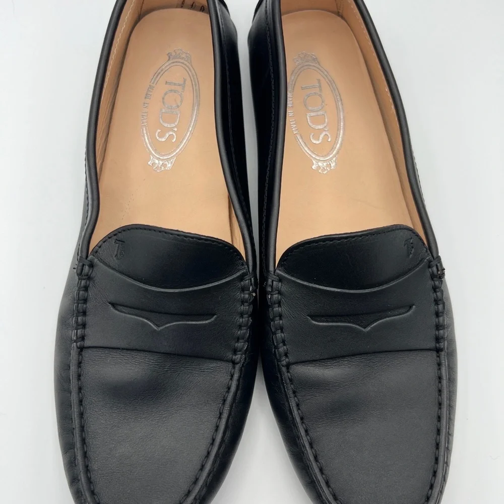 NEW Tods Womens Gommino Driving Penny Loafers Shoes Black Leather Slip On 11 - Picture 9 of 11